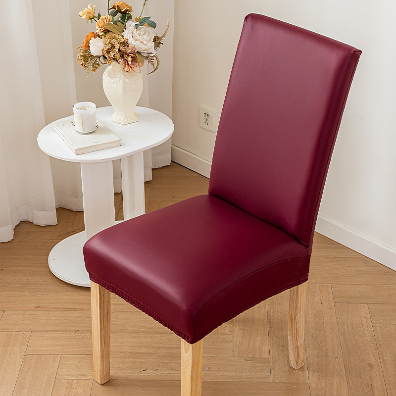 Leather Chair Cover Waterproof Oil-Resistant Slip-Resistant Thickened Solid Color Chair Slipcover for Home Dining Room Protection and Easy Maintenance