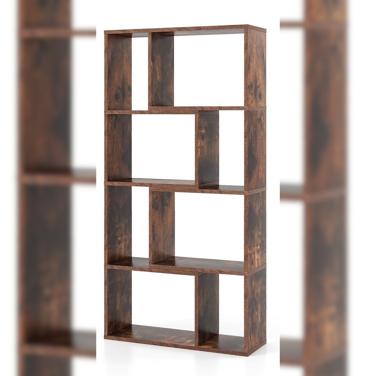 COSTWAY Bücherregal mit 4 Ebenen, Stehregal mit 8 Fächern, Würfelregal, Regal, Büroregal, Aufbewahrungsregal Image