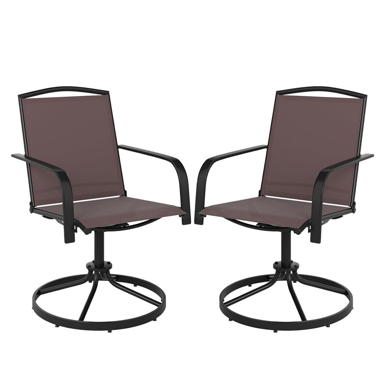 COSTWAY Gartenstühle, um 360° drehbar, Set mit 2 Terrassenstühlen mit schnell trocknendem Stoff, 66 x 56 x 92,5 cm (braun) Image