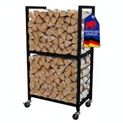 PROREGAL Kaminholzregal XS mit Rollen & 2 Ebenen HxBxT 82x44x28cm Metall Schwarz Holzständer Holzhalter Kaminholzständer Brennholzregal Holzunterstand Image