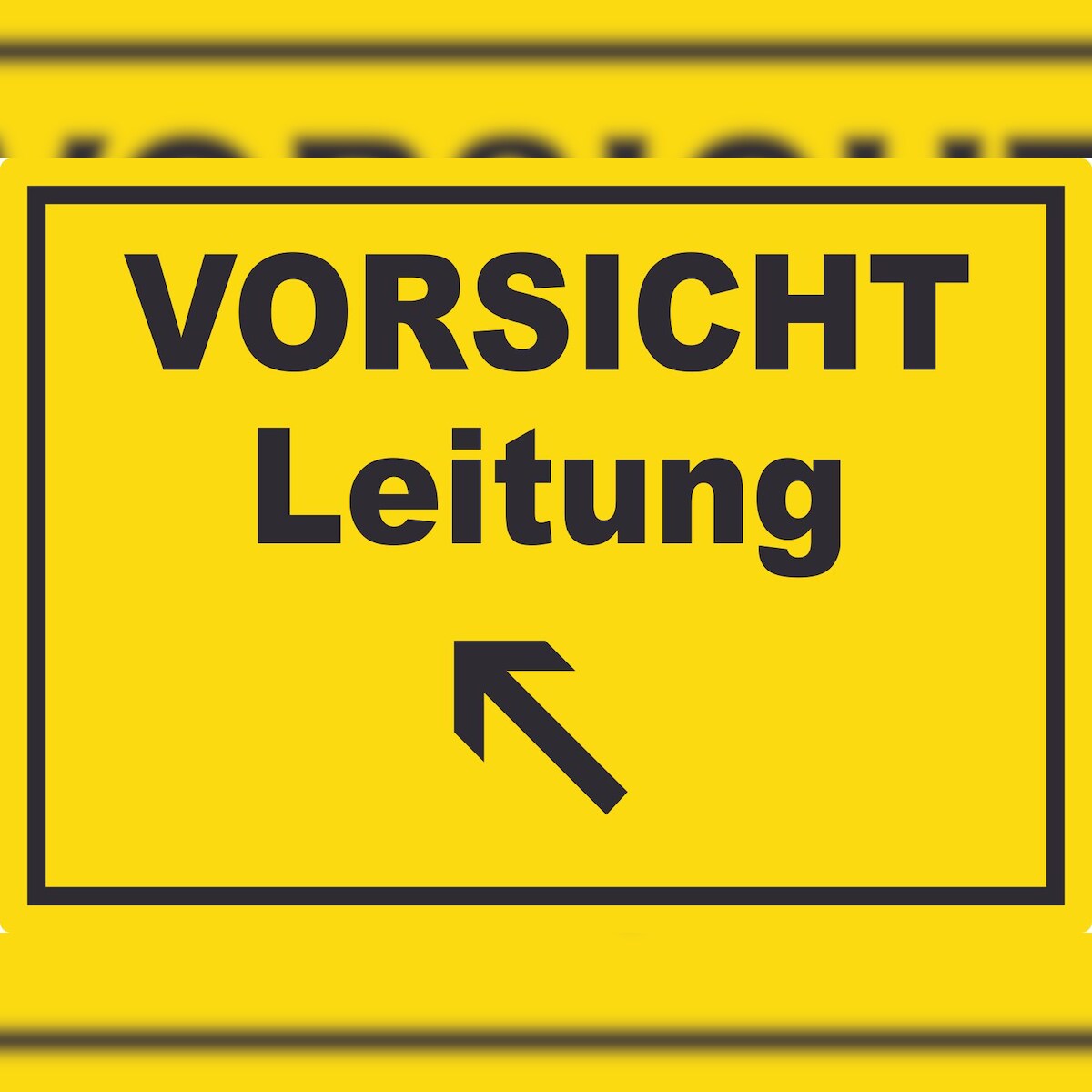 HB-Druck Vorsicht Leitung mit Richtungspfeil links oben Aufkleber A5 (148x210mm) Image