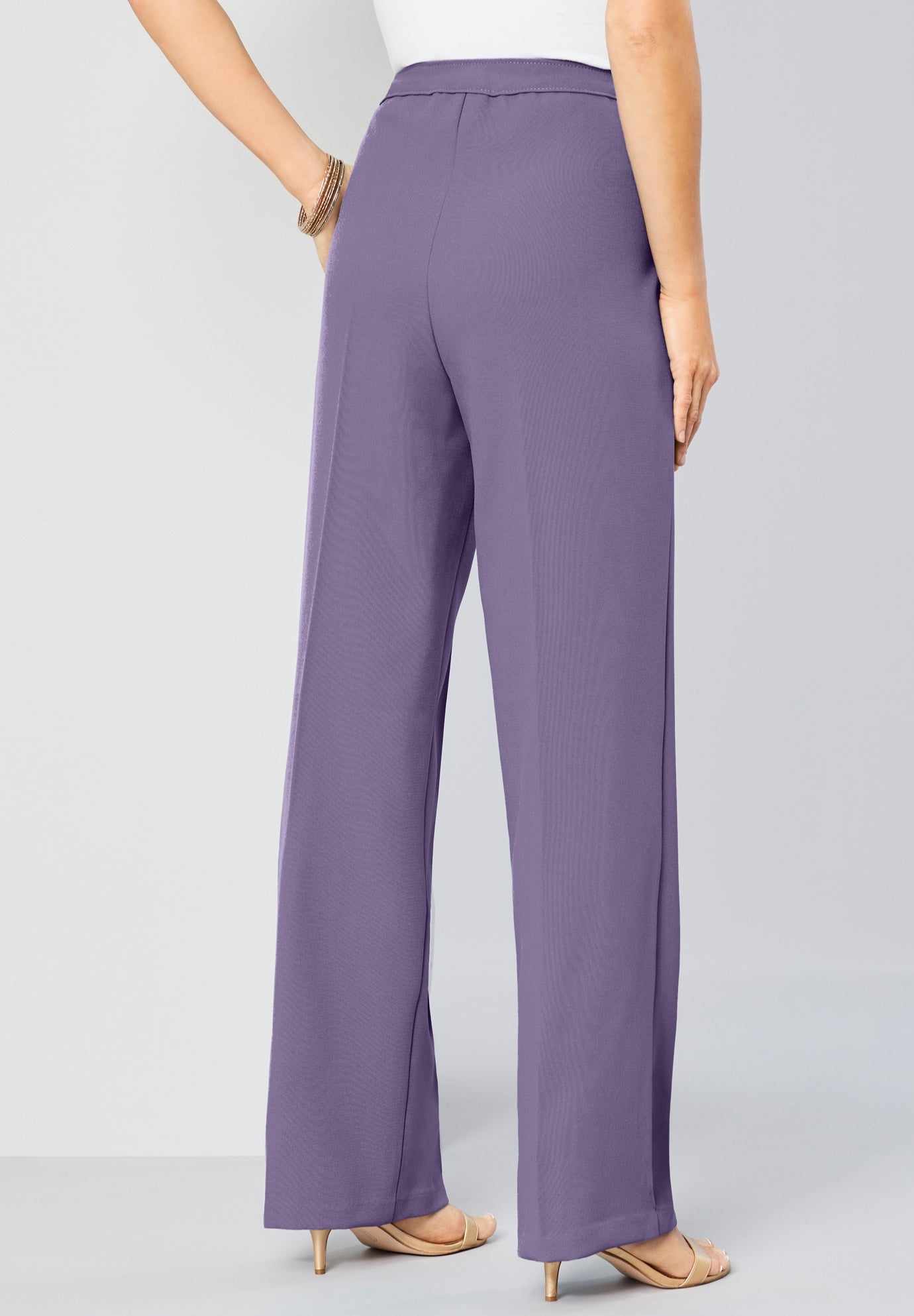 Plus Size Women's Plus Size Wide Leg Bend Over® Pant by Roaman's in Soft Grape (Size 38 W)