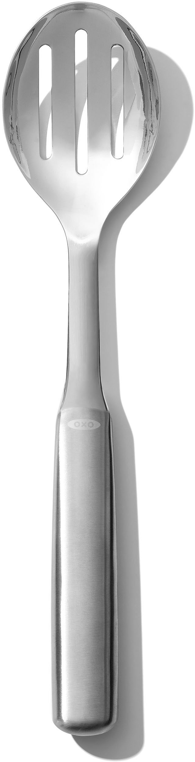 Schaumlöffel OXO GOOD GRIPS, silber (silberfarben), B:6cm, Edelstahl, Kochlöffel, zum Servieren, Edelstahl
