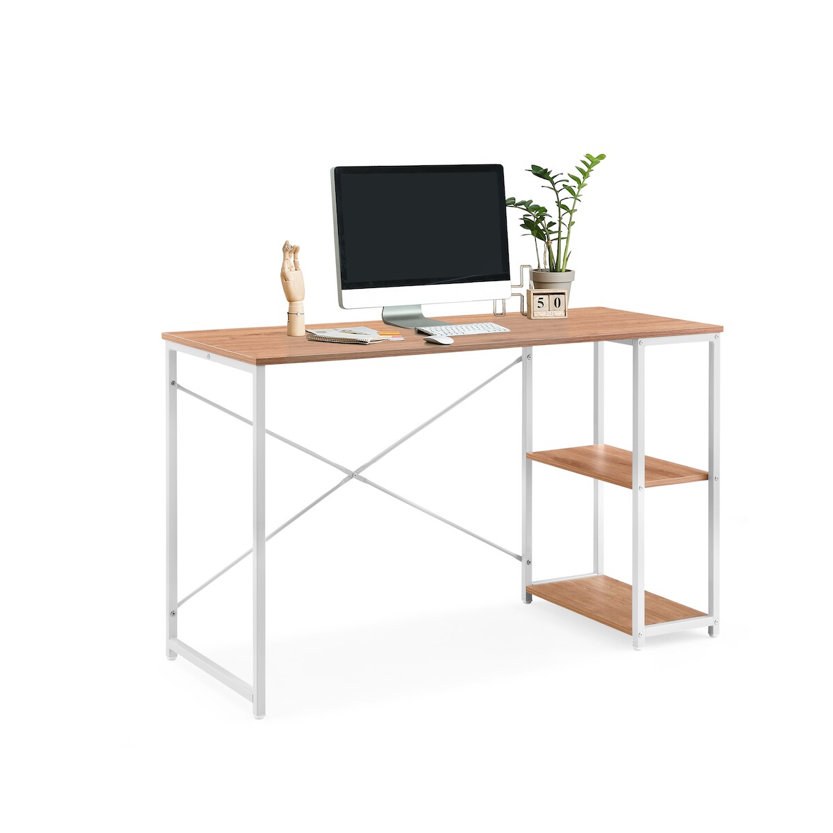 Computertisch / Schreibtisch Easy Up2 inkl. Regal weiß/eiche hjh LIVING Image