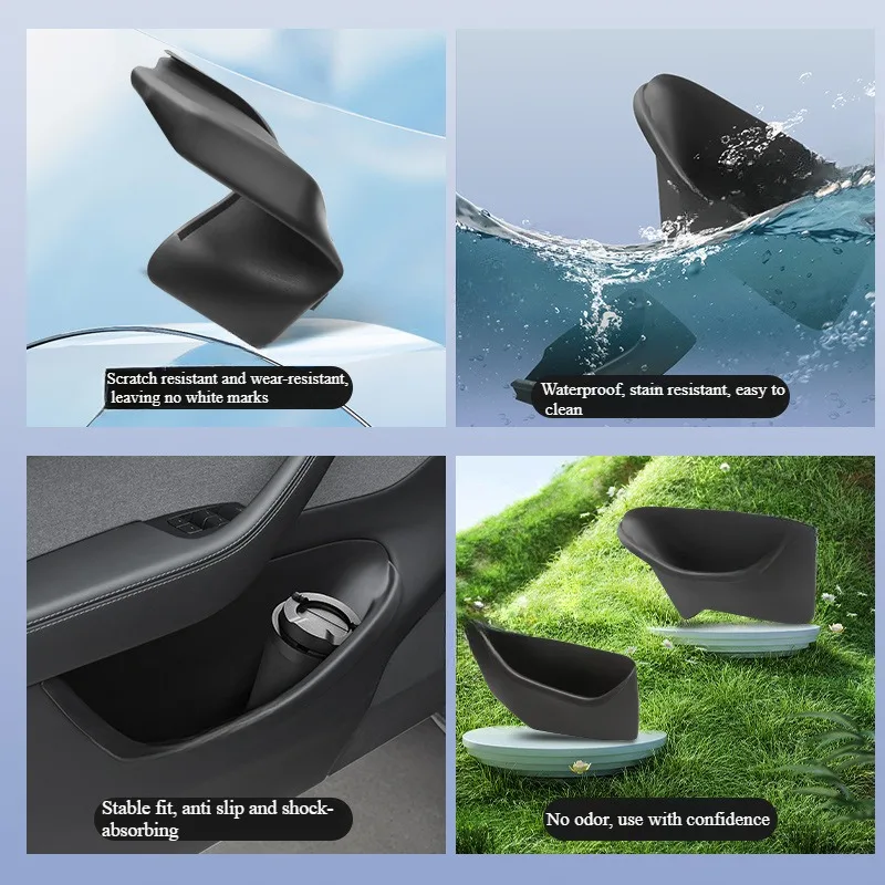 Für Tesla Modell Y Juniper 2025 Auto Tür Seite Lagerung Box Vorne Hinten Seite TPE Tür Ablage Organizer Zubehör Image