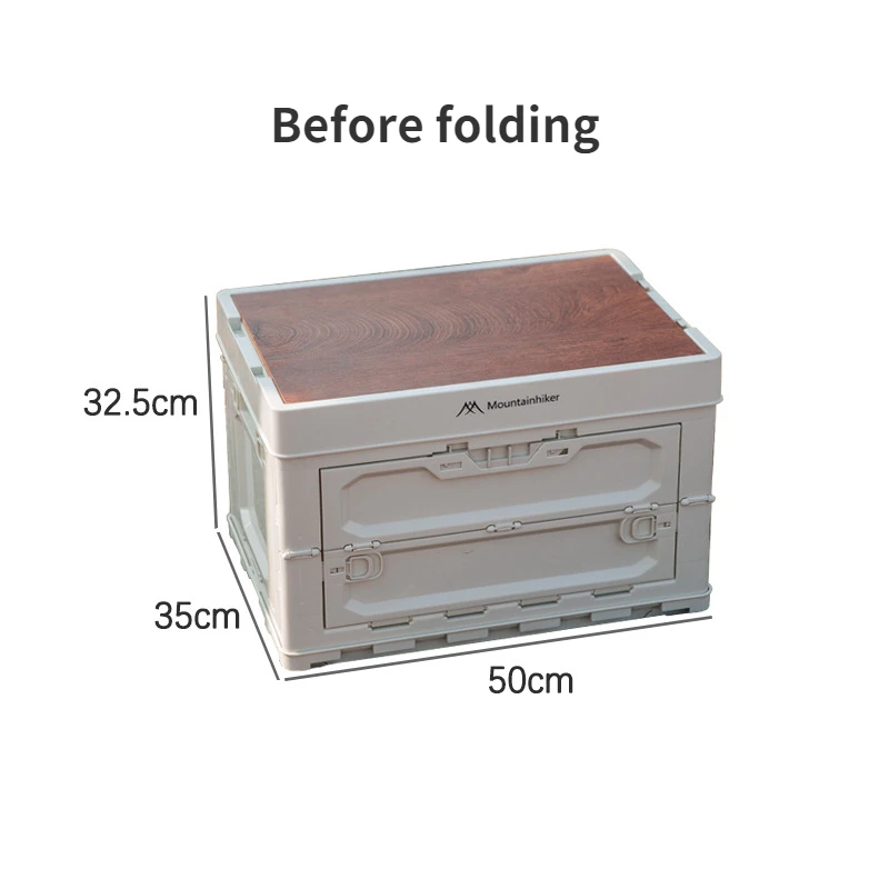 MOUNTAINHIKER Upgrade Outdoor Camping Aufbewahrungsbox faltbare Auto-Backup-Aufbewahrungsbox aus Kunststoff mit Holzdeckel Hohe Qualität Image