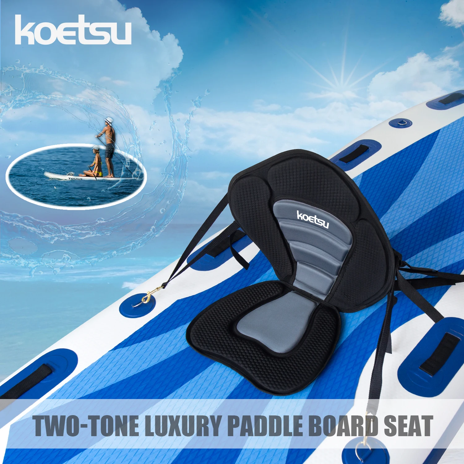 KOETSU Luxus-Paddle-Board-Sitz, Oxford-Schwammkissen, faltbar und leicht zu tragen, geeignet für Paddle-Boards, Kajaks usw. Image