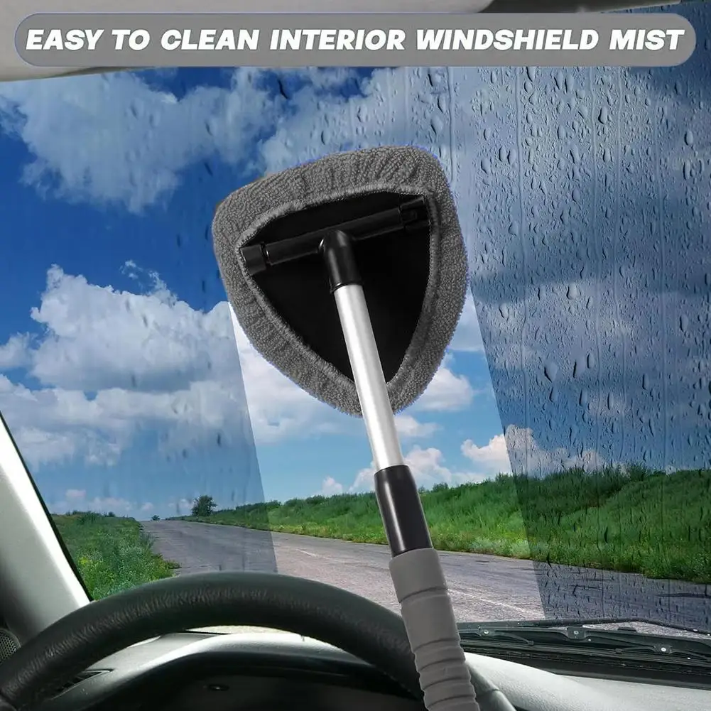 Auto Fenster Reiniger Pinsel Kit Mikrofaser Windschutzscheibe Reinigung Werkzeug Auto Innen Glas Waschen Wischer Langen Griff Wiederverwendbare Tuch Pad Image