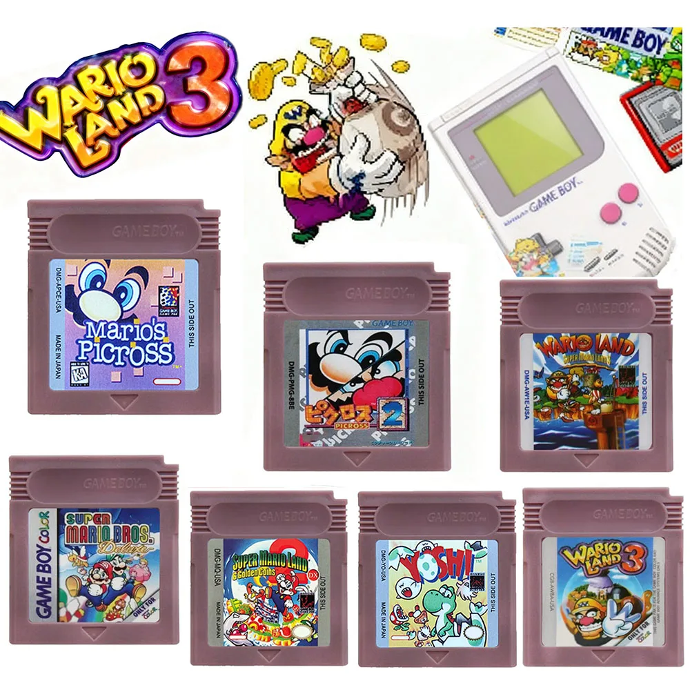 Nouvelle cartouche de jeu vidéo GBC 16 bits, console de jeu 16 bits, carte de jeu Wario Land Donkey Kong Wario Land 2 Yoshi pour GBC/GBA Mario