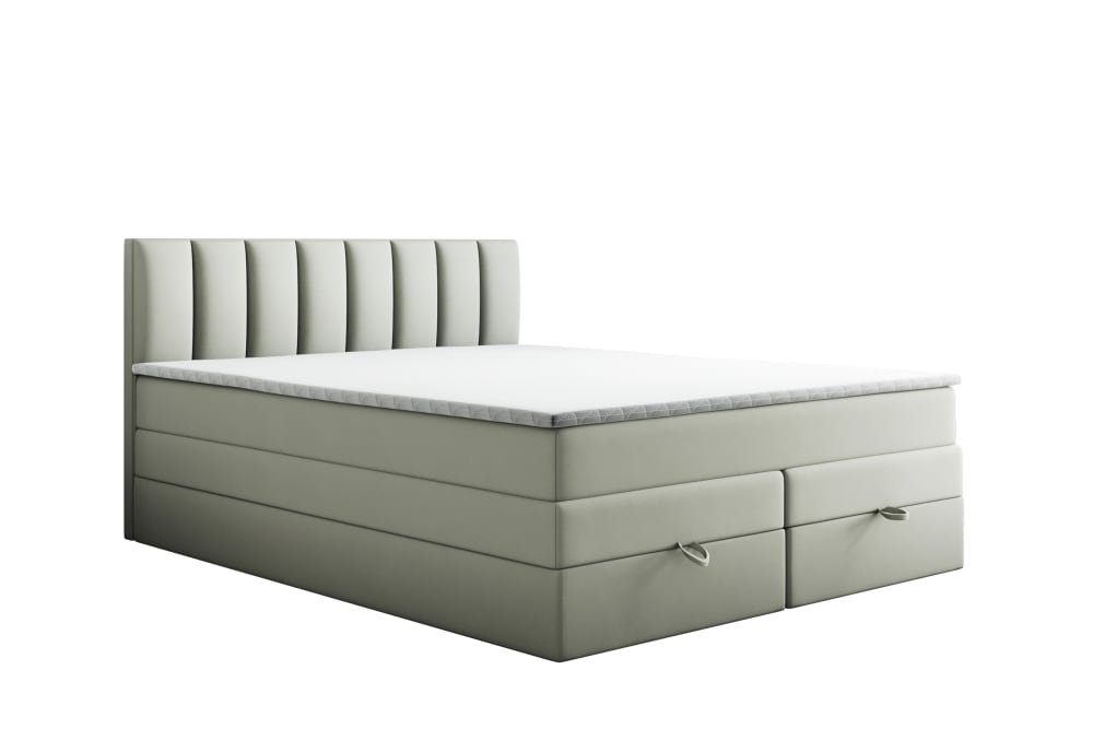 Ensemble sommier et matelas en velours gris clair 180x200