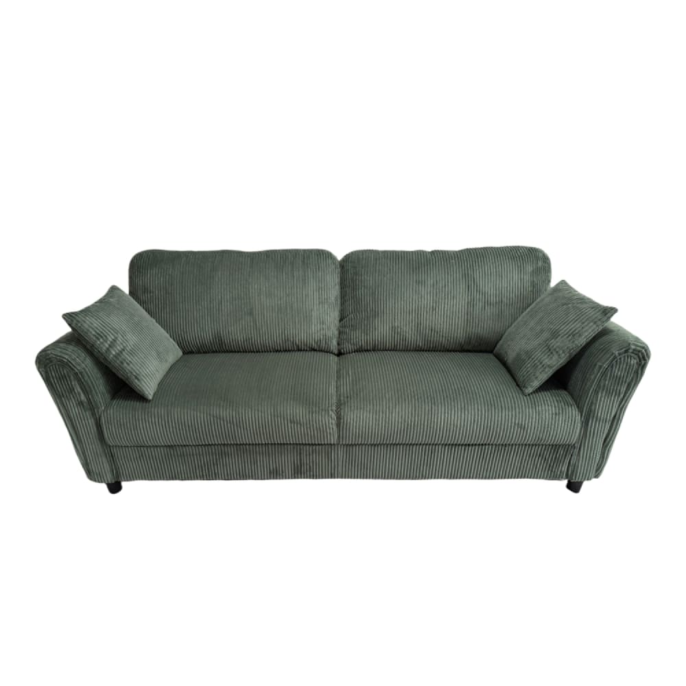 Canapé droit 4 places en velours côtelé vert
