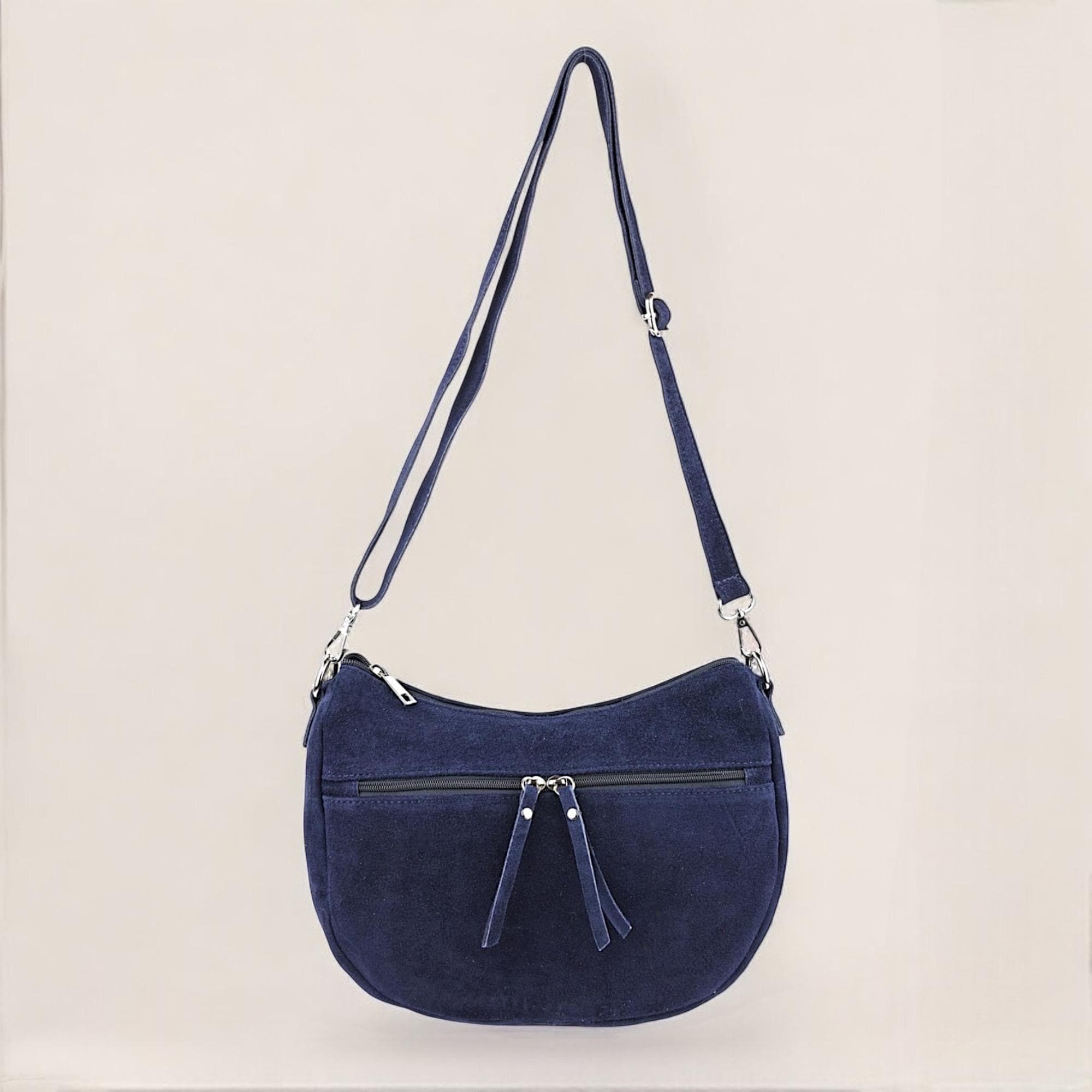 Borsa a tracolla in pelle scamosciata, borsa a tracolla, borsa a tracolla, borsa in pelle scamosciata, borsa in pelle a forma di mezzaluna, borsa a tr