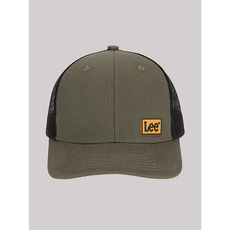 Men’s Lee Logo Patch Trucker Hat Olive (Size One Size)