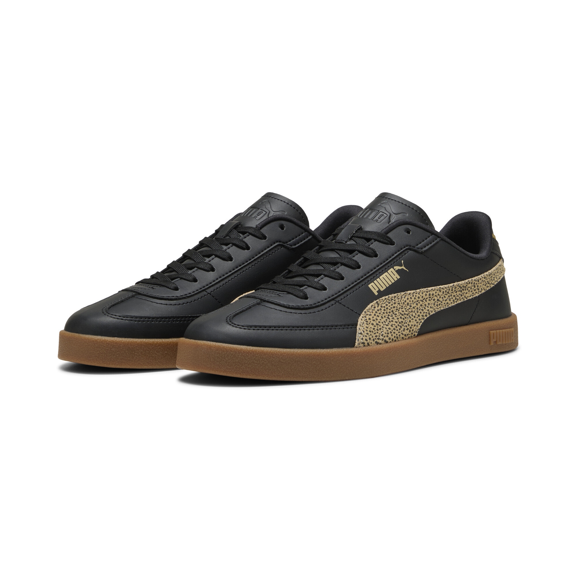 Sneaker PUMA "PUMA Club II Era Topcat Sneakers Damen", Damen, Gr. 37,5, schwarz toasted almond beige, Obermaterial: Kuhleder, Textil, Synthetik; Futter: Textil; Innensohle: Textil; Laufsohle: Gummi, Schuhe Sneaker