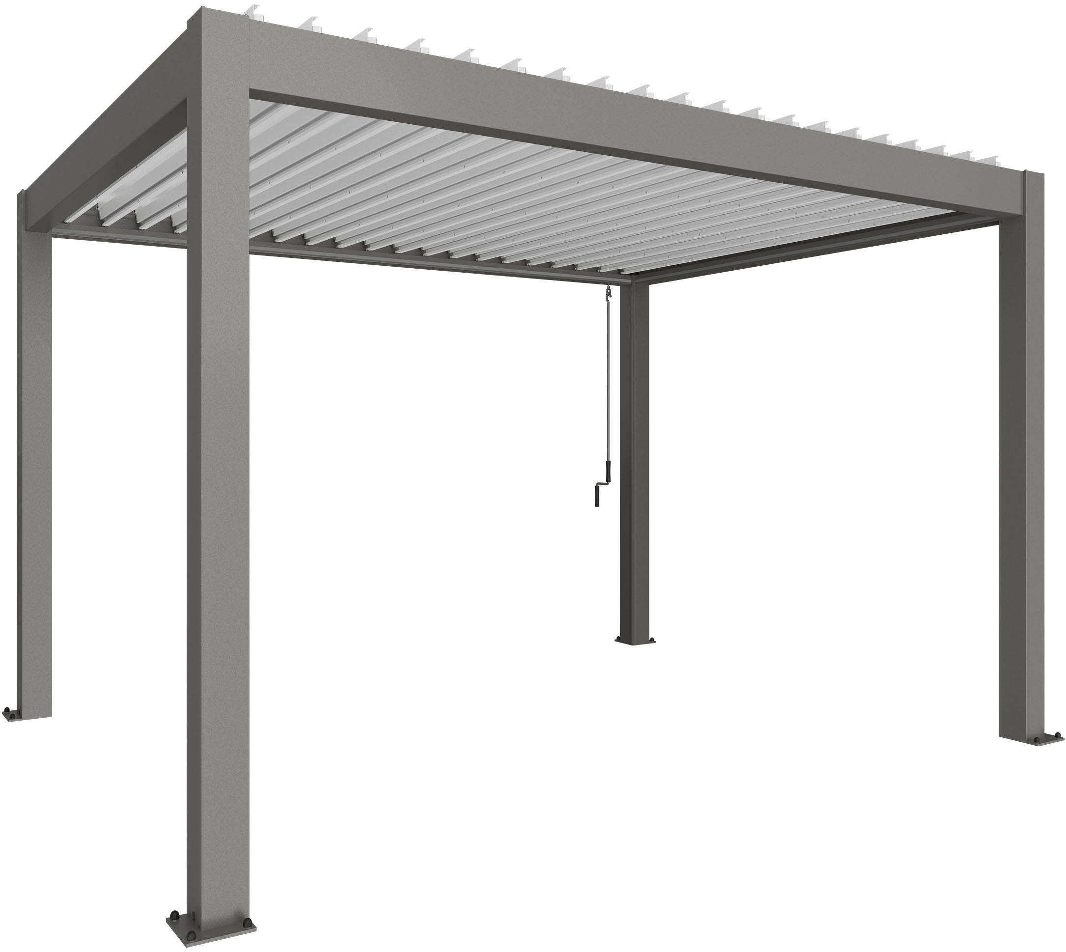 Pergola BIOHORT "4x3, verschiedene Farben", quarzgrau, metallic, B:404,5cm H:264cm T:312cm, Pergolen, ausgezeichnet mit dem Red Dot Design Award