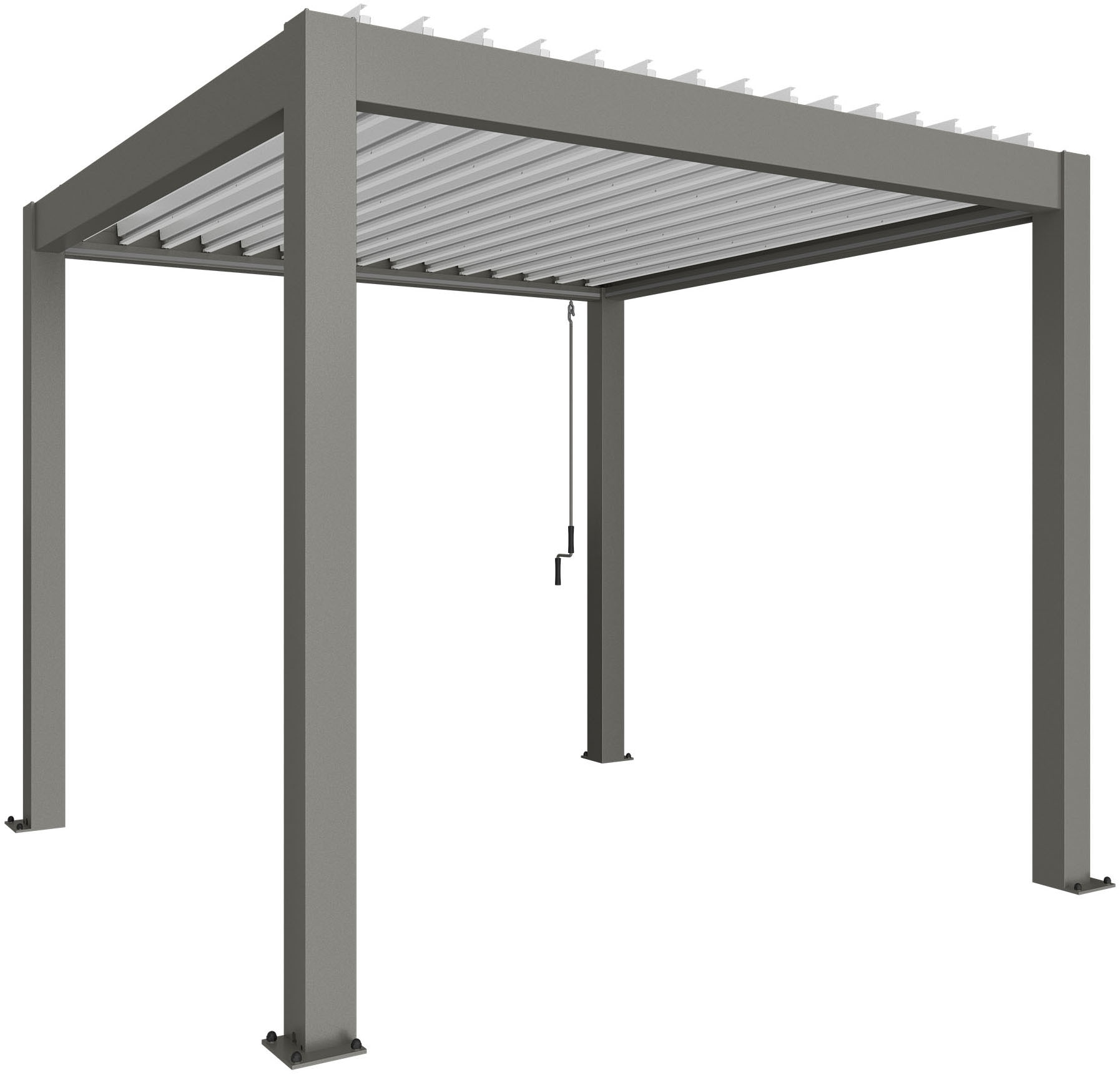 Pergola BIOHORT "3x3, verschiedene Farben", quarzgrau, metallic, B:312cm H:264cm T:312cm, Pergolen, ausgezeichnet mit dem Red Dot Design Award