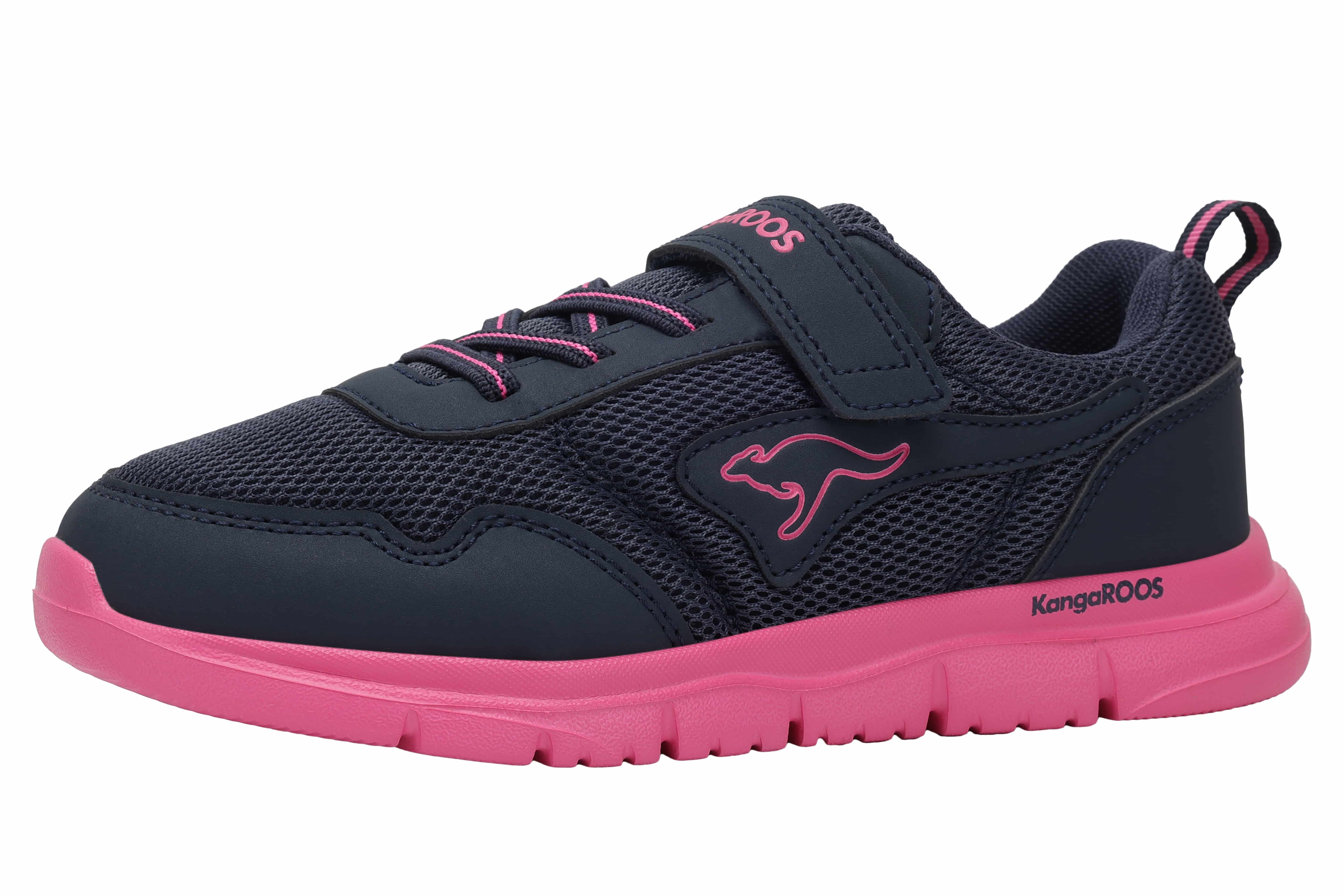 Sneaker KANGAROOS "K-ETK POSSUM EV", Damen, Gr. 33, dk navy, daisy pink oc, Mesh, Synthetik, Schuhe Sneaker, mit Glitzereffekt