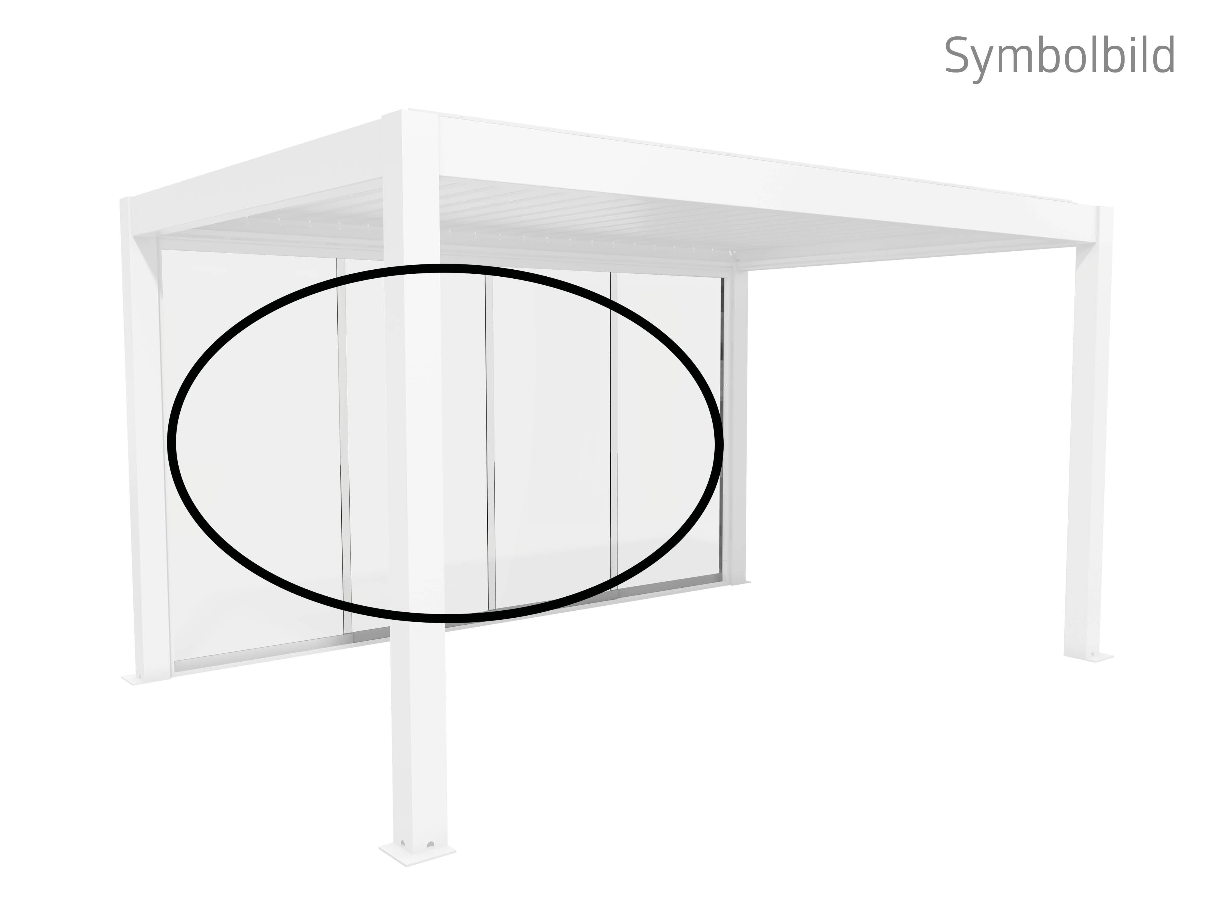 Glasschiebetür BIOHORT "Klarglas Gr. 3,5 m für Pergola, verschiedene Farben", weiß, B:327,5cm H:234,9cm, Glas, Stahl, Türen, 327,5x 234,9 cm, Glaselemente aus 10 mm ESG