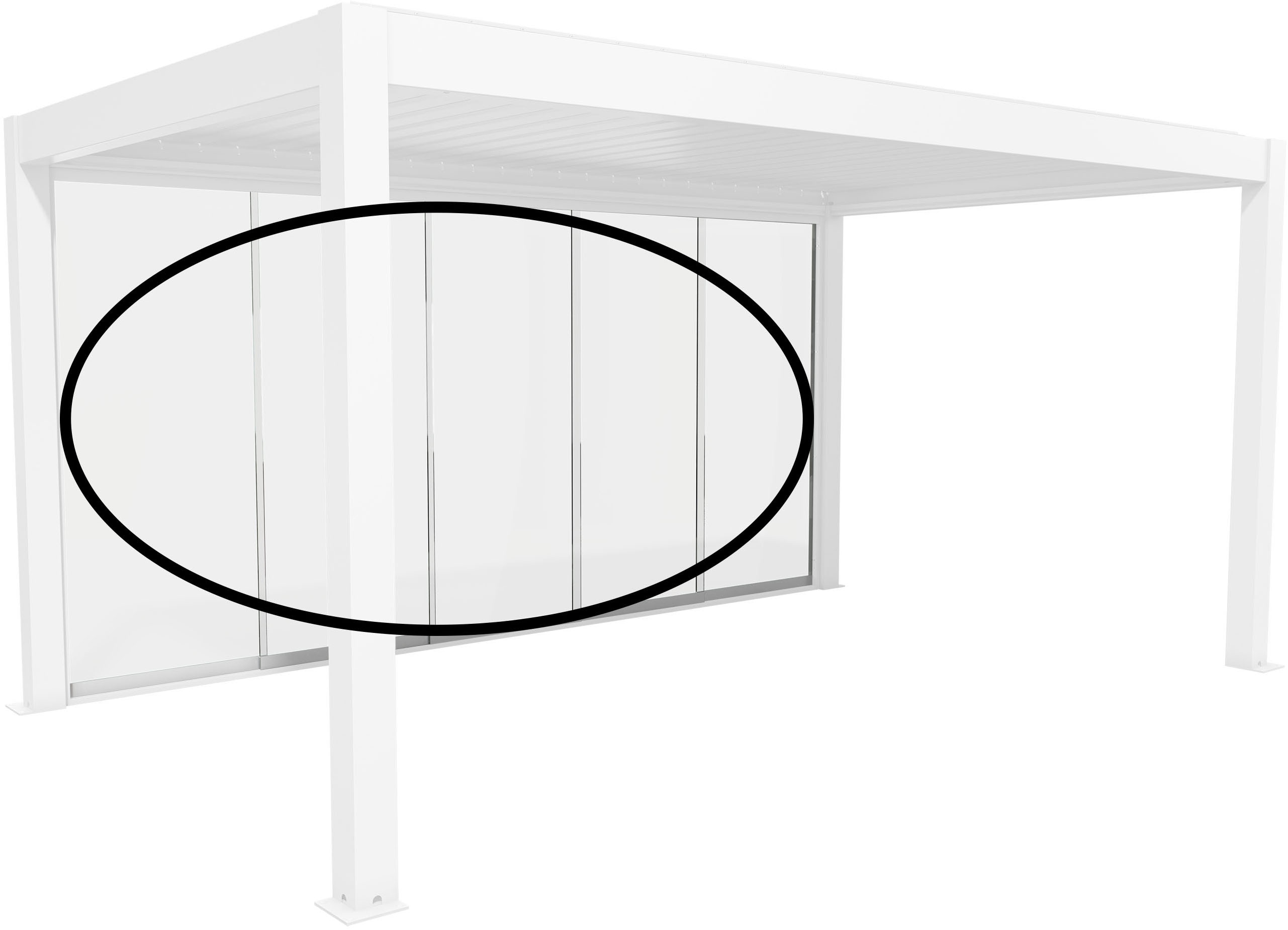 Glasschiebetür BIOHORT "Klarglas Gr. 5 m für Pergola, verschiedene Farben", weiß, B:475,5cm H:234,9cm, Glas, Stahl, Türen, 475,5x 234,9 cm, Glaselemente aus 10 mm ESG