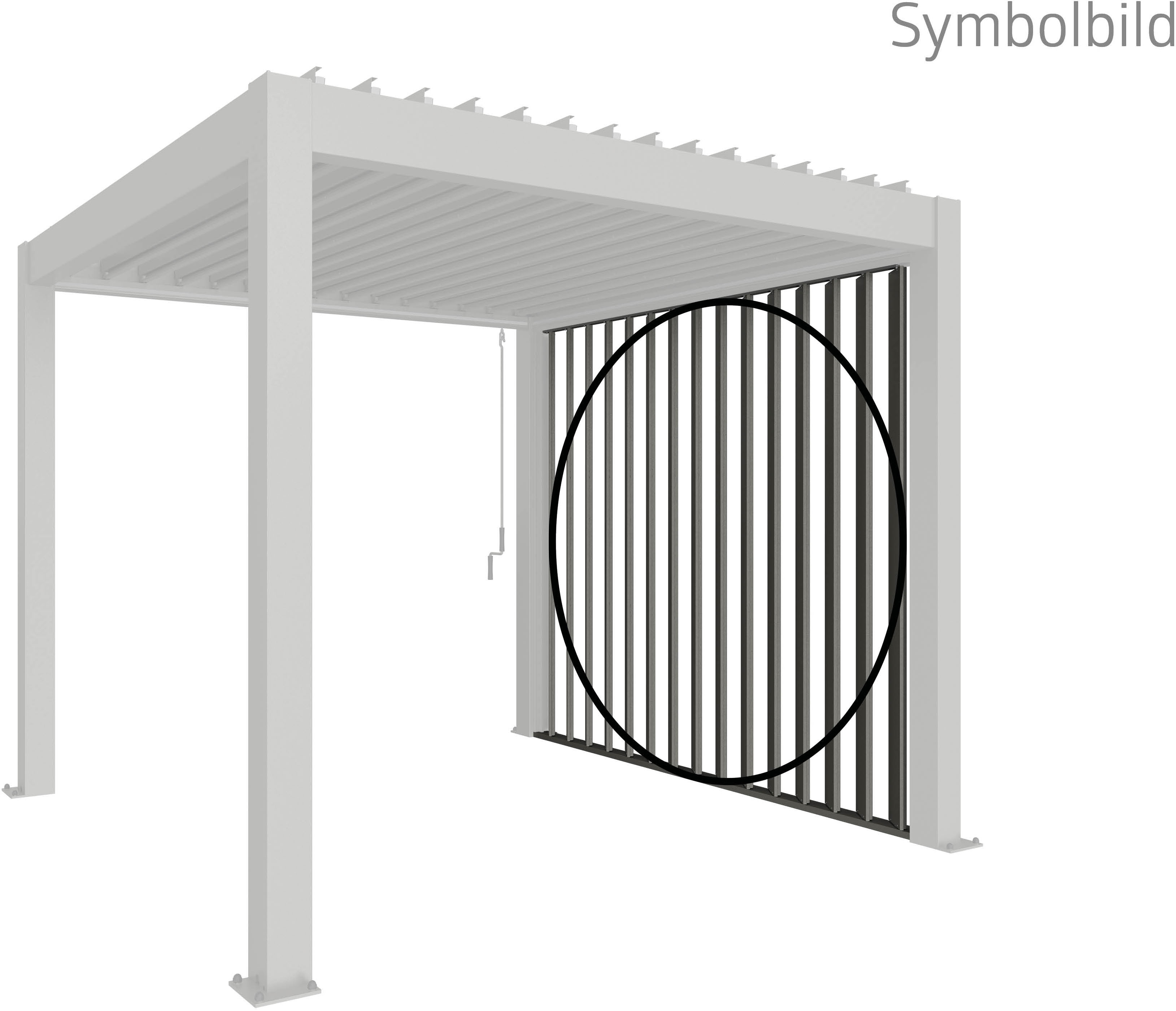 Pavillonseitenteil BIOHORT "2,5m für Pergola, verschiedene Farben", quarzgrau, metallic, B:245,7cm H:234,9cm, Stahl, Pavillonseitenteile, 245,7x 234,9 cm, Lamellenseitenwand mit Abschlussblende