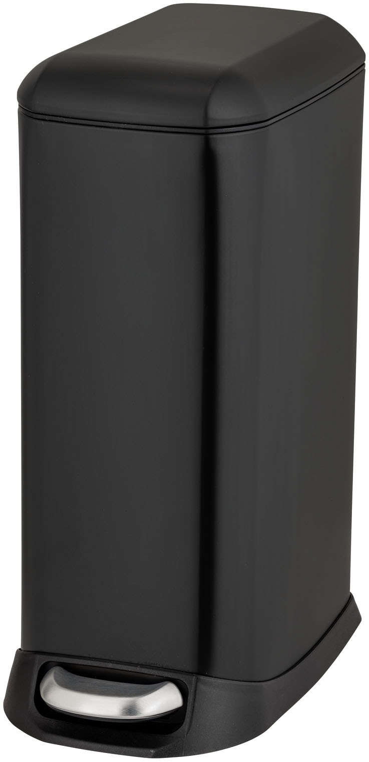 Mülleimer WENKO "Modell Design", schwarz, B:23,5cm H:55cm T:41cm, Edelstahl, Kunststoff, Mülleimer, Mülleimer, Abfalleimer mit Absenkautomatik und herausnehmbarem Einsatz