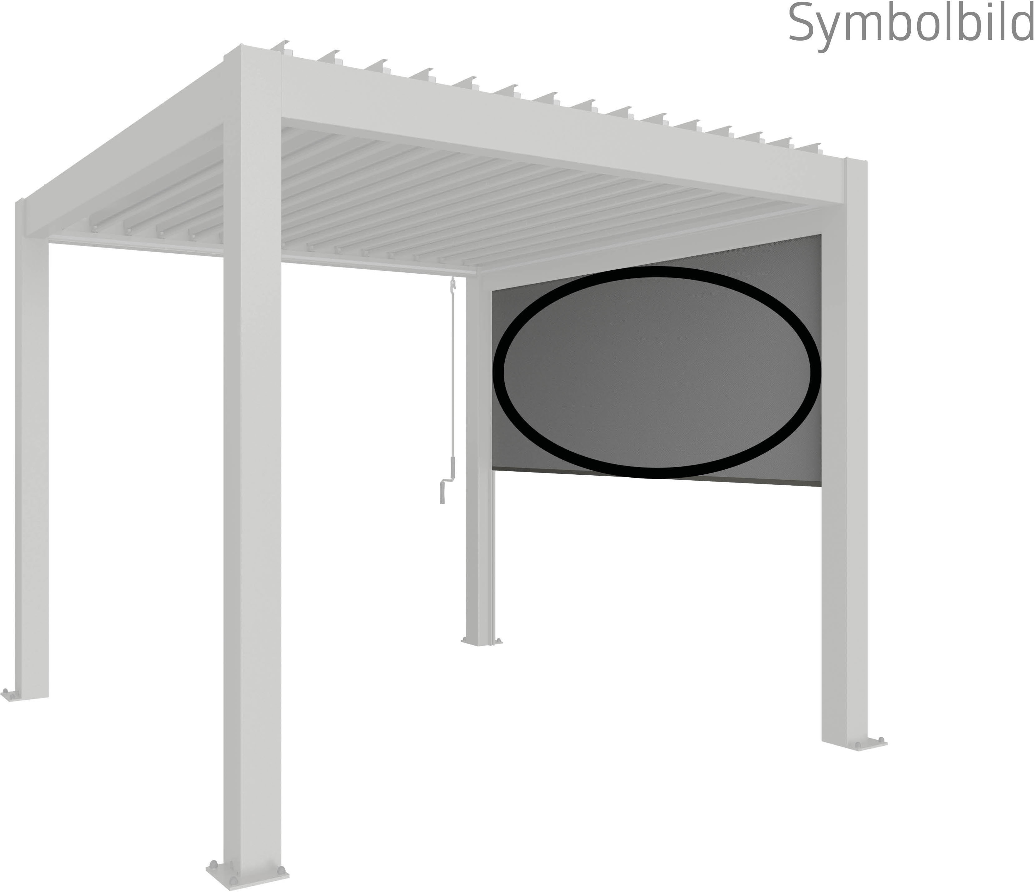 Rollo BIOHORT "für Pergola 4m, elektrisch, verschiedene Farben", quarzgrau, metallic, B:364cm H:235cm, Polyester, Polyvinylchlorid (PVC), Rollos, Sonnenschutzrollo Image