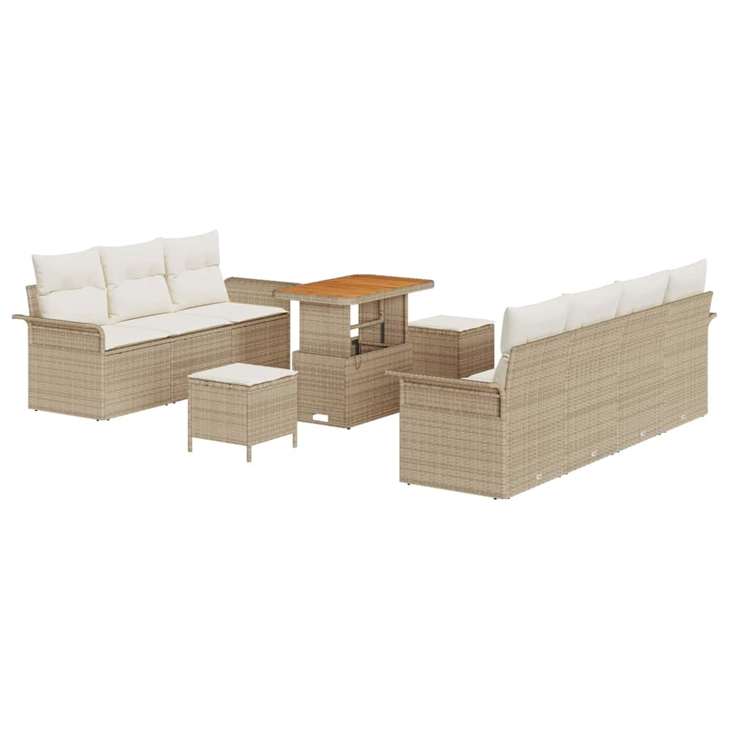 vidaXL Garten-Sofa-Set 10 pcs Beige Poly-Rattan Image