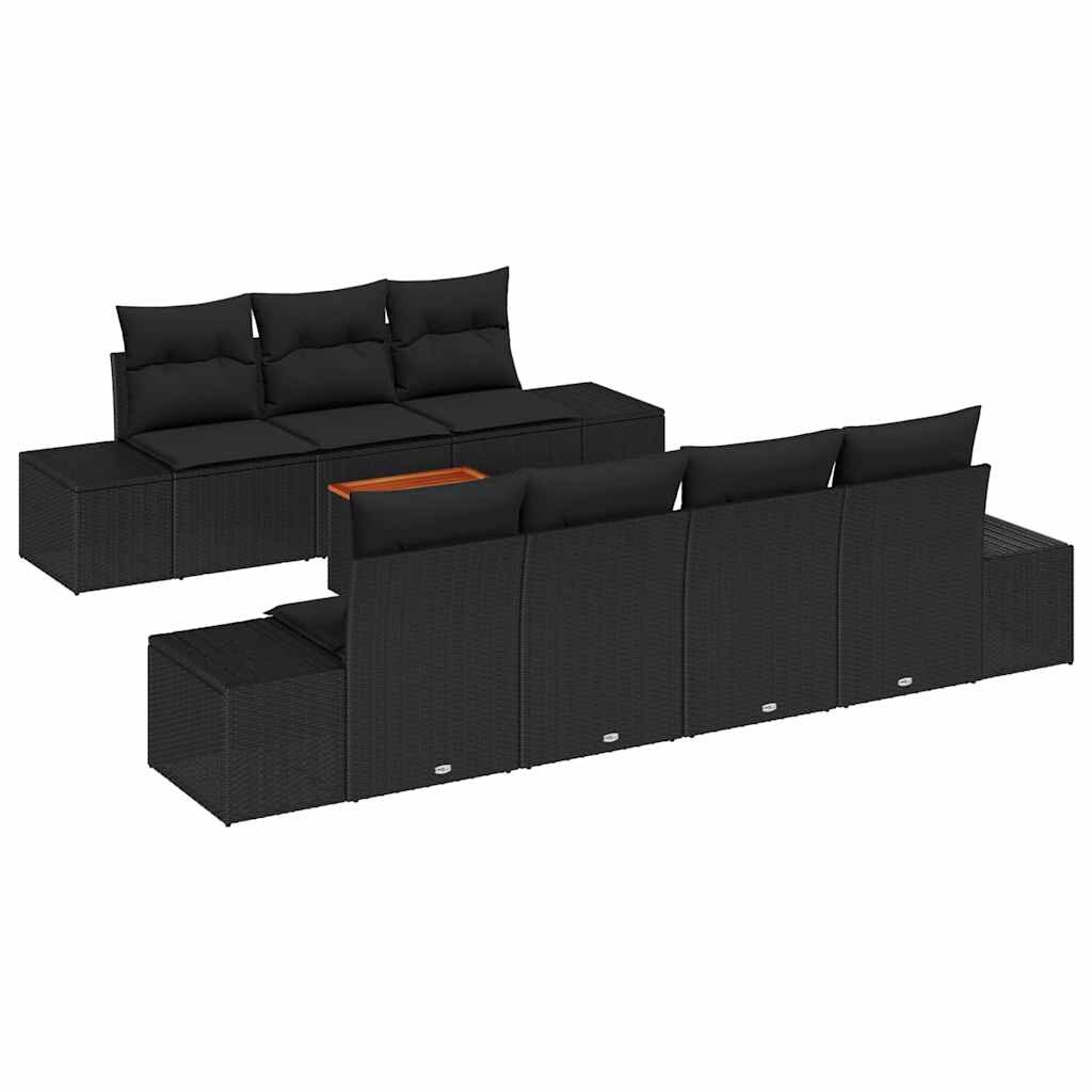 vidaXL Garten-Sofa-Set mit Kissen 8 pcs Schwarz Poly Rattan Image