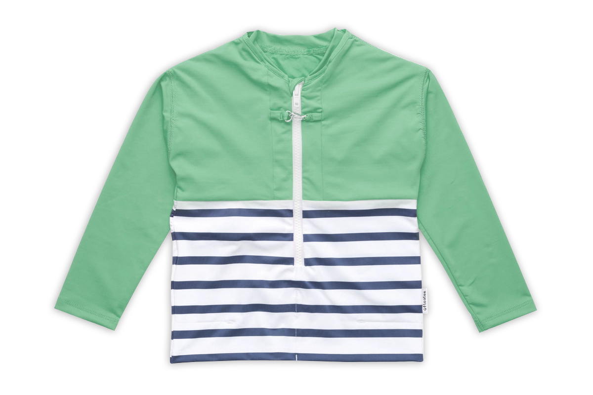 Floatee - Das Anti-Ertrinken T-Shirt für Kinder mit UV-Schutz, grün - Gr. 110 | Langarm T-Shirt Komplettset, Schwimmweste für Kinder Image