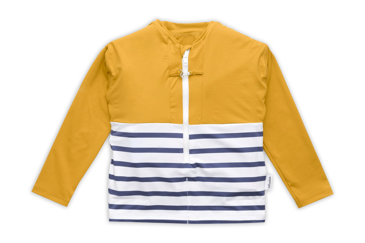 Floatee - Das Anti-Ertrinken T-Shirt für Kinder mit UV-Schutz, gelb - Gr. 104 | Langarm T-Shirt Komplettset, Schwimmweste für Kinder Image