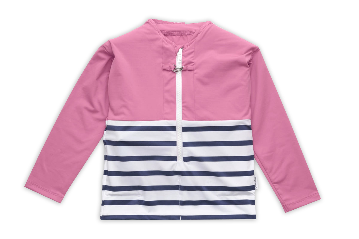 Floatee - Das Anti-Ertrinken T-Shirt für Kinder mit UV-Schutz, pink - Gr. 98 | Langarm T-Shirt Komplettset, automatische Schwimmweste für Kleinkinder Image