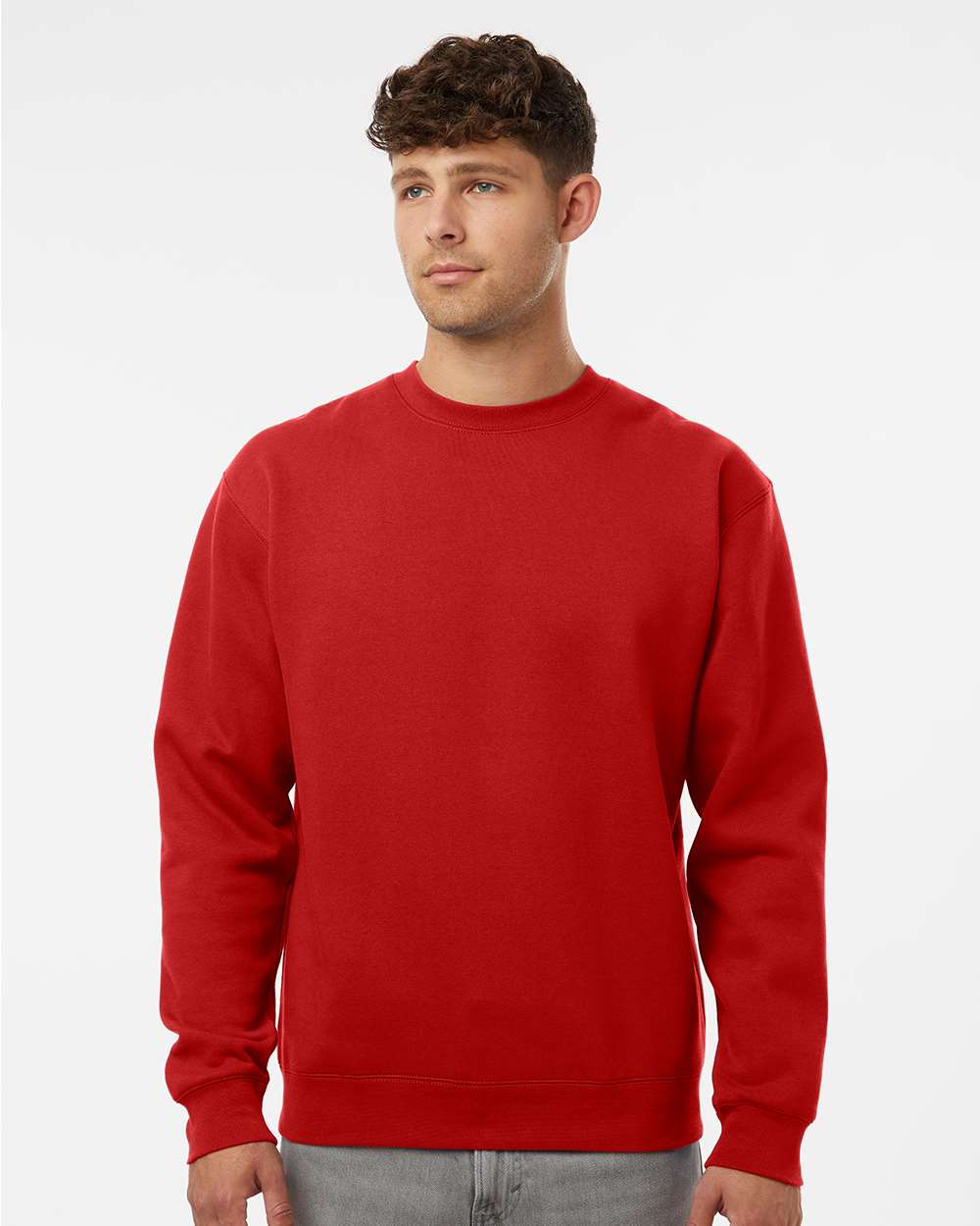 Independent Trading Co. IND3000 Heavyweight Crewneck Sweatshirt in Red size Small | Cotton/Polyester Blend