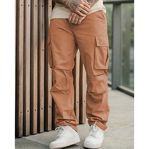 Herren Cargo-Hosen Hose Baggy-Hosen Mehrere Taschen Klappentasche Einfarbig Winddicht tragbar Lässig Täglich Outdoor Streetwear Stilvoll Schwarz Armeegrün Image