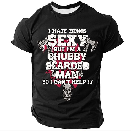 Herren Lustiger Slang T Shirt Kurzarm T-Shirt 3D-Druck Rundhalsausschnitt Hemd Mode Täglich Täglich Straße Blau Schwarz Weiß Sommer Frühling Bekleidung S M L XL XXL XXXL Image