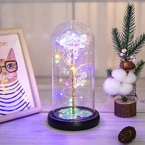 Muttertagsrose LED dekoratives Nachtlicht 21.5 11.5CM Geschenk für Freundin Ehefrau und Mutter AAA Batteriekasten Innen Schlafzimmer Atmosphäre Ornamentlicht Image