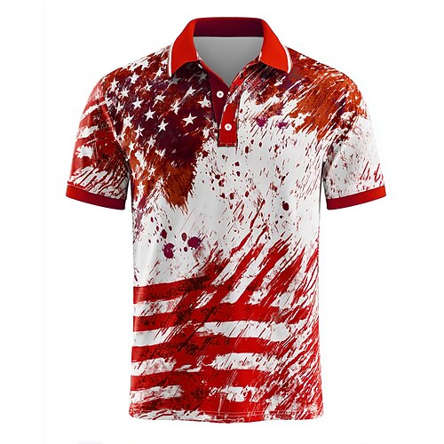 US Amerika 250 Jahre Jubiläum Amerikanischer Unabhängigkeitstag Herren Amerikanische US-Flagge Polo Kurzarm Polo-Shirts Kragen-Shirts Casual Streetwear Athleisure Festival-Outfit Knöpfe Sommer Blau Image