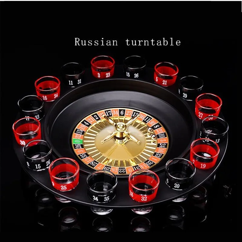 Bar Funny Tools Russland Plattenspieler Schnapsglas Russisches Trinkroulette-Spielset 16 Schüsse Image
