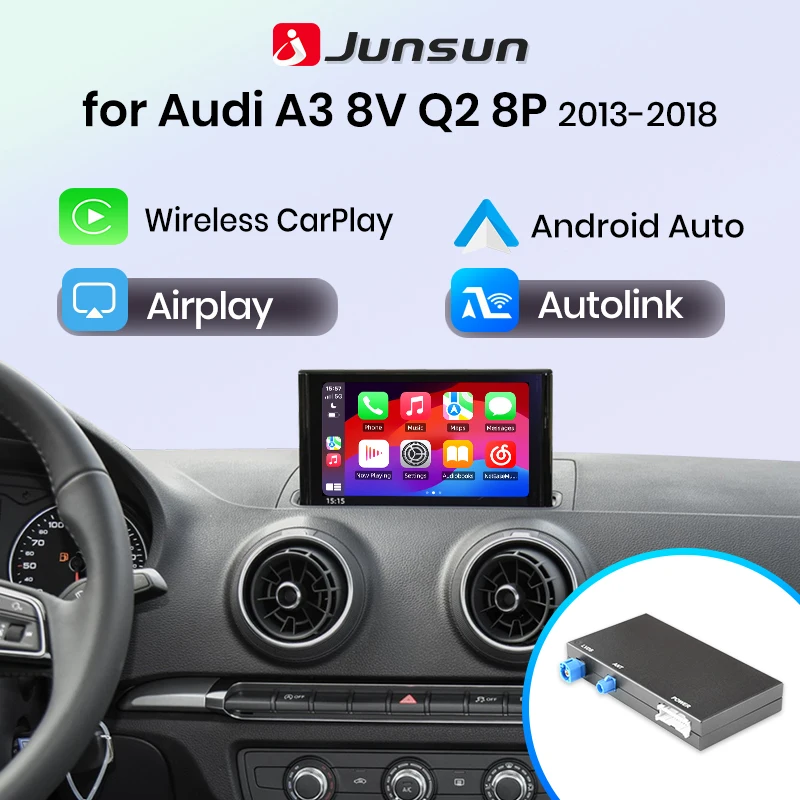 Junsun Android Auto Wireless CarPlay für Audi A3 8v Q2 8P 2013-2018 Mirror Link AirPlay Bluetooth USB Reverse Kamera Navigation Image