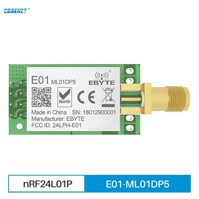 nRF24L01 PA LNA 2,4 GHz Wireless RF Modul IoT SPI Sender CDSENET E01-ML01DP5 20 dBm große Reichweite 2,5 km DIP Smart Home Image