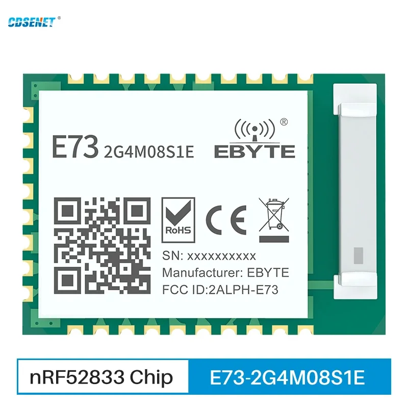Nrf52833 ble 5,1 rf modul 2,4 ghz mesh thread zigbee 8dbm cdsent E73-2G4M08S1E für uav smart home wireless transceiver empfänger Image