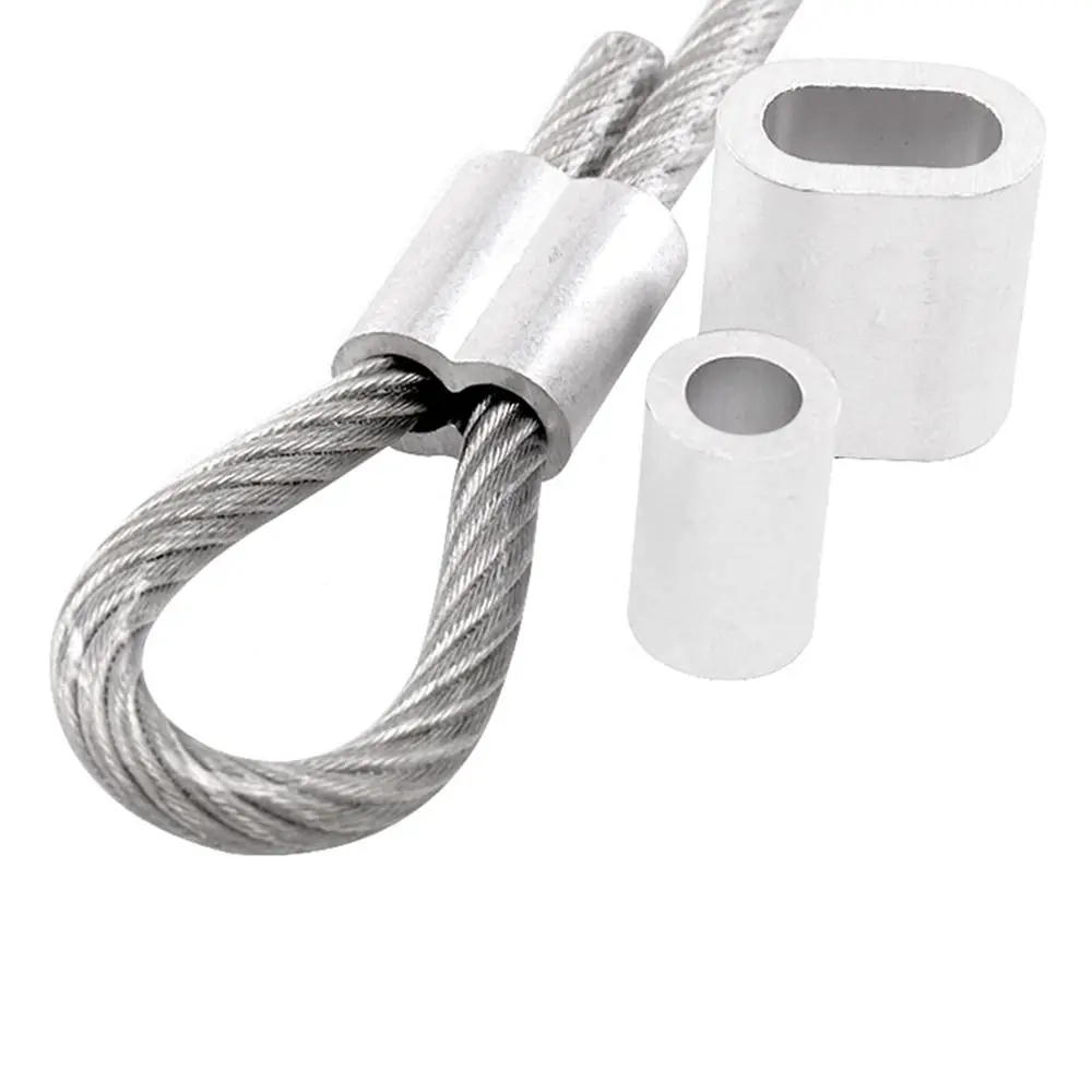 10–50 Stück 8-Form M1 bis M12 Crimphülse Doppelloch-Befestigungsclip Kabelclip Hardware Aluminiumdrahthülsen Stahldrahtseil Image