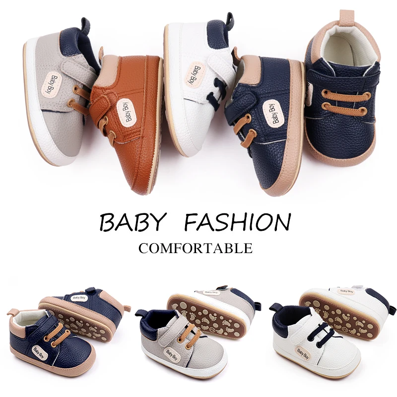 Babyschuhe, lässiger Sneaker, Frühling und Herbst, weiche PU- und TPR-Sohle, rutschfest, niedlich, bequem, hochwertig, für Babys im Alter von 0–6–12 Monaten