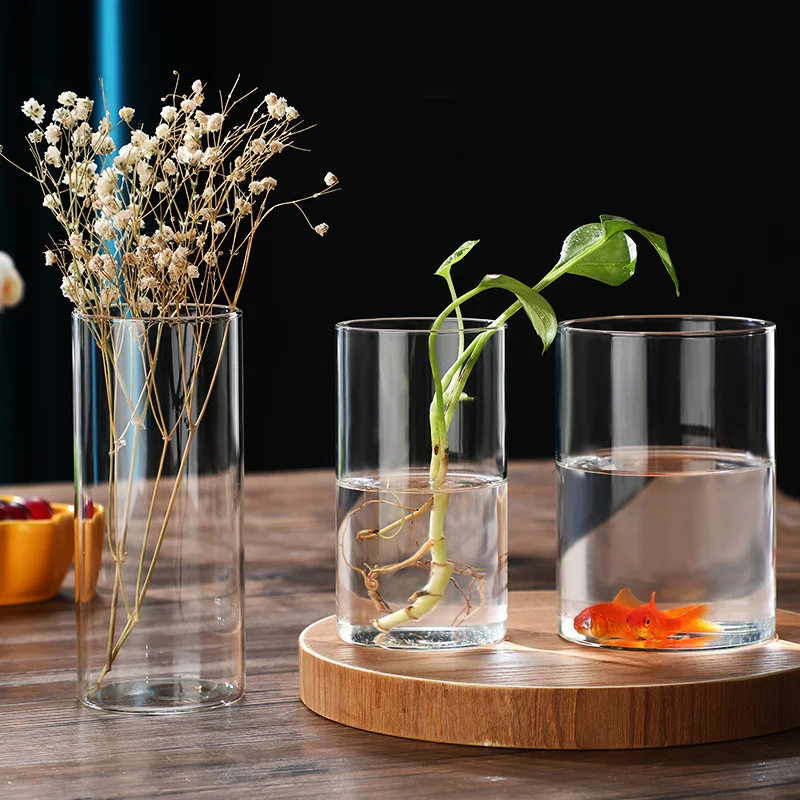 Transparente Glas Hydro ponik Vase moderne kleine Zylinder Blume Herzstück Vasen für Blumen Hochzeit Home Dekoration verwenden