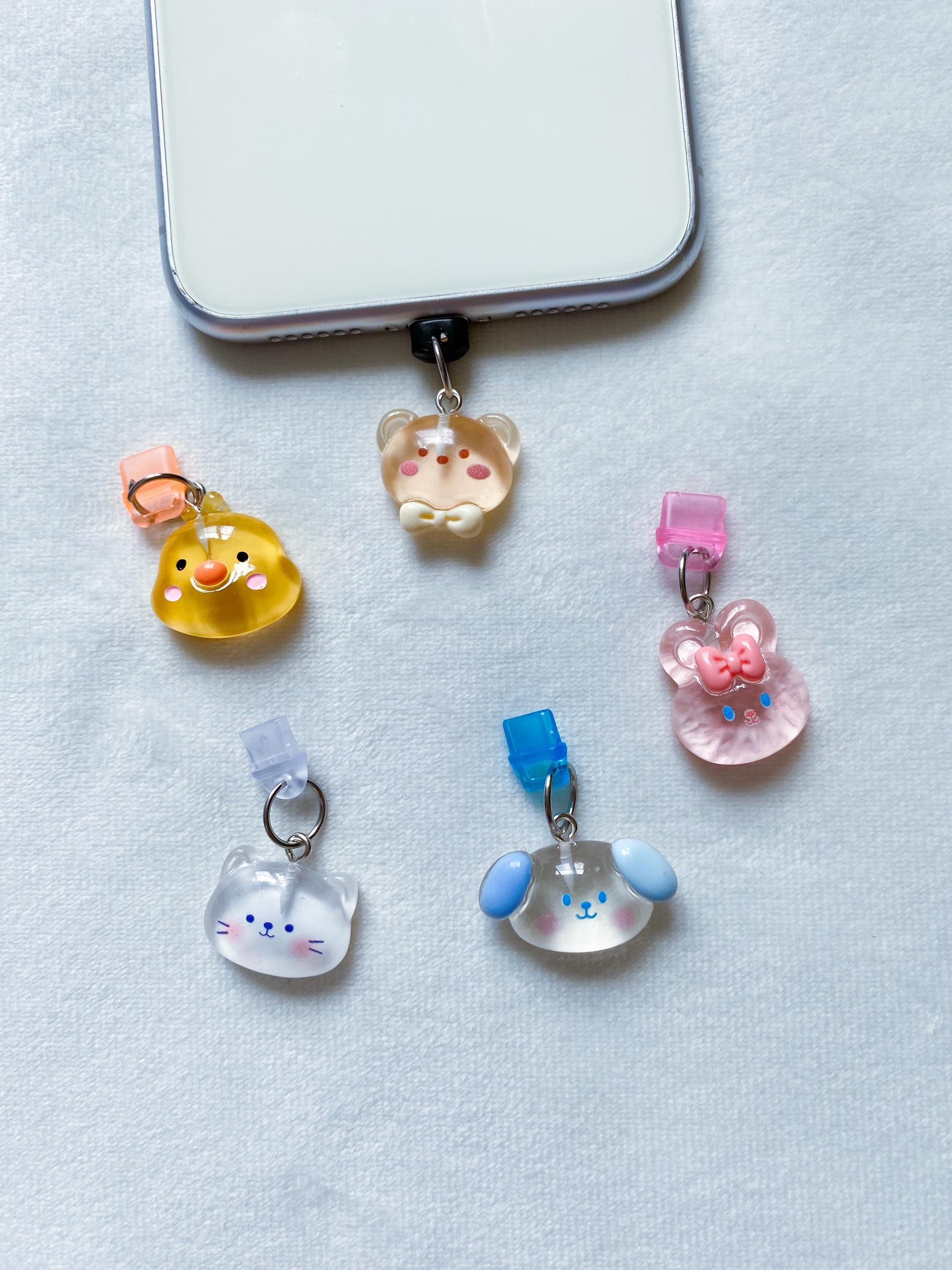 Tappi antipolvere a forma di animale, ciondolo USB-C, ciondolo a forma di fulmine, ciondolo a forma di tappo antipolvere kawaii per iPhone, protezione