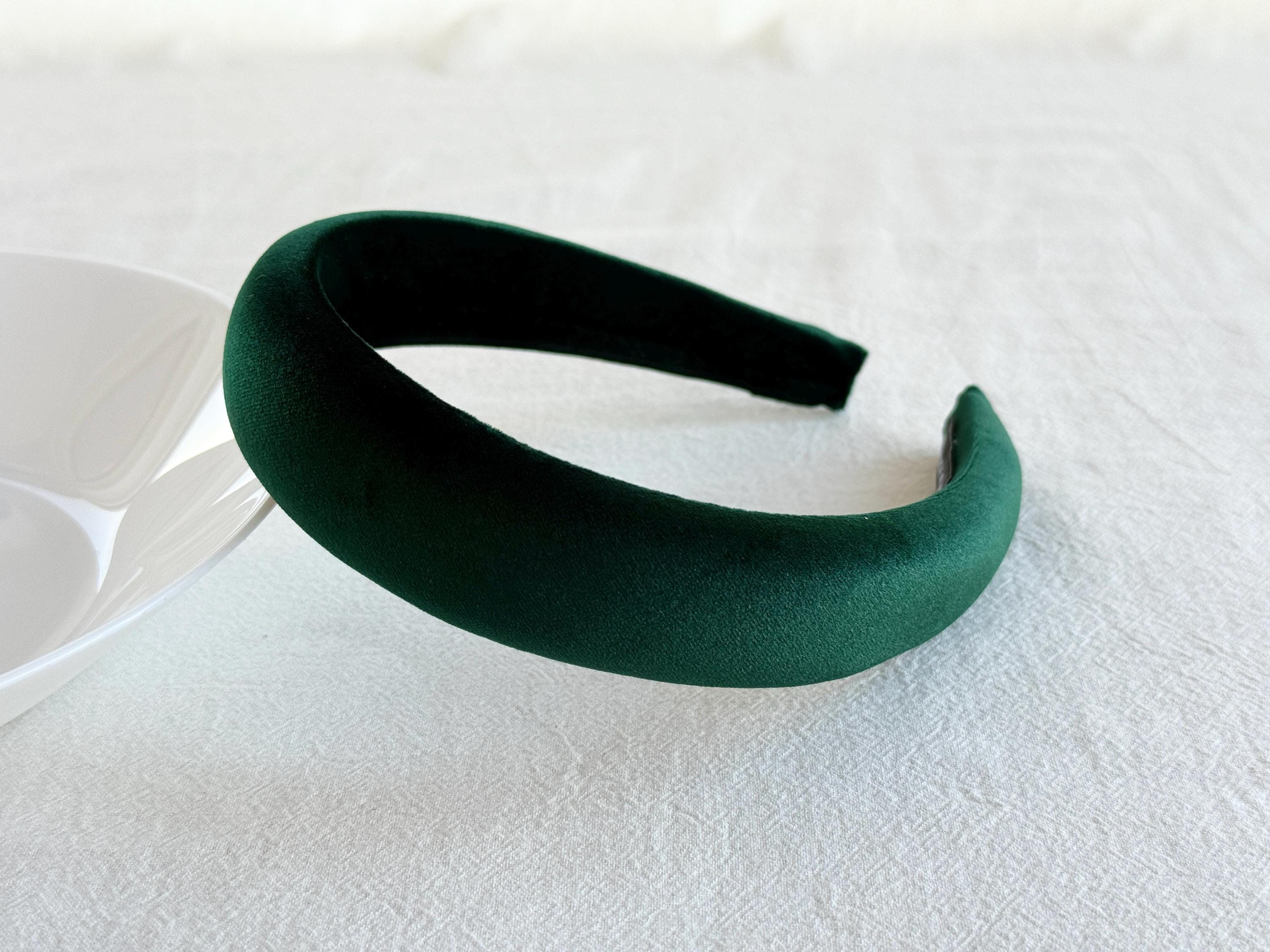 Fascia per capelli in velluto verde, fasce per capelli da donna, fascia per capelli boho, fascia larga, fasce imbottite, fascia per capelli vintage, f