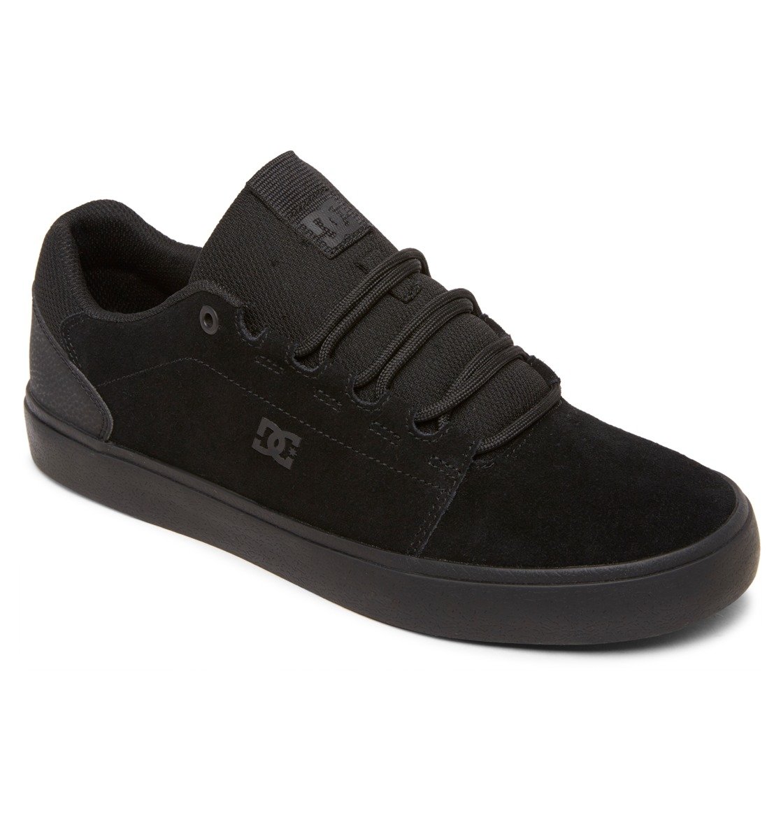 Sneaker DC SHOES "Hyde", Herren, Gr. 11,5(45), schwarz (schwarz, schwarz, schwarz), Obermaterial: Leder [Kuh] / Futter: Textil / Außensohle: Gummi, Schuhe Sneaker