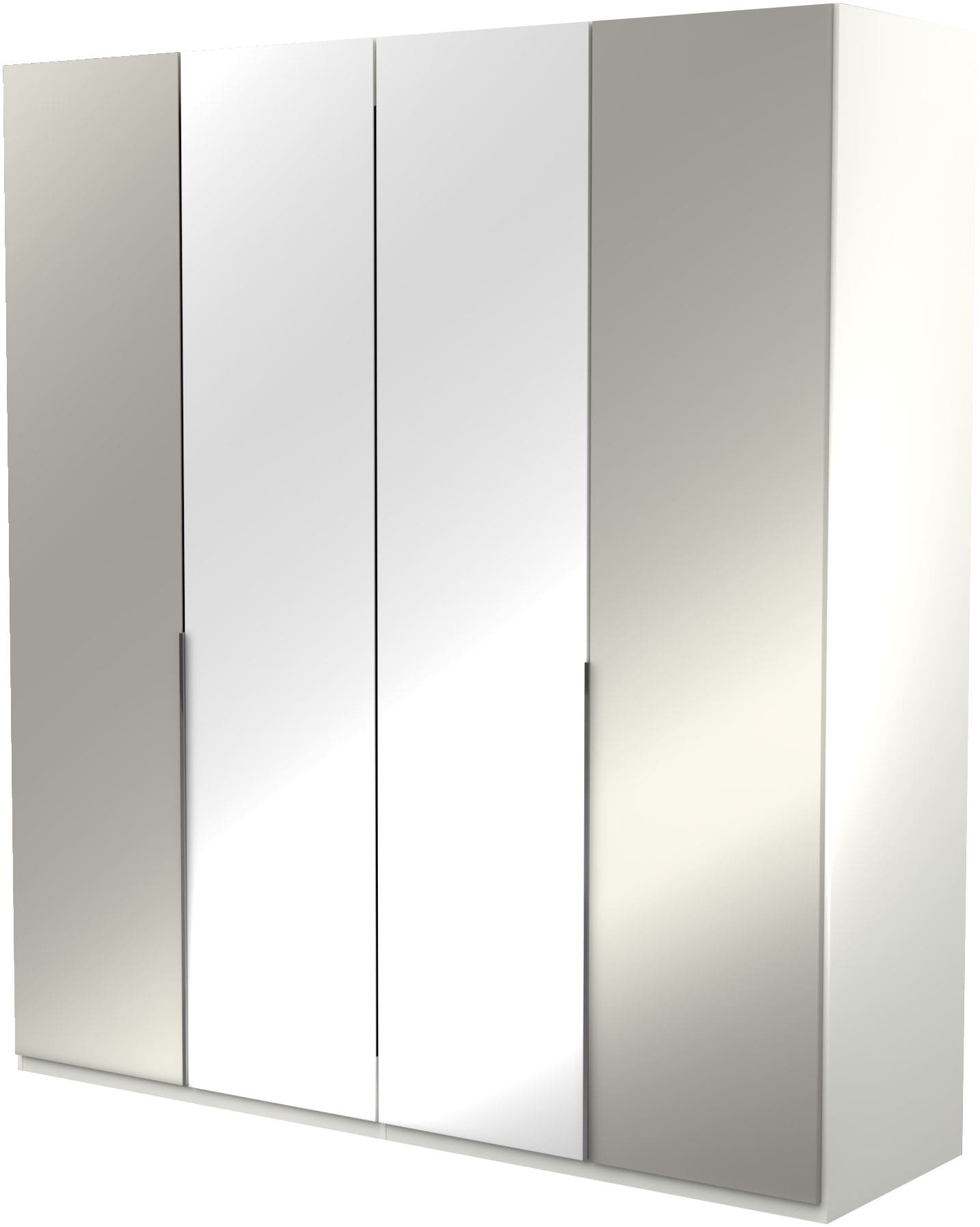 Drehtürenschrank MUSTERRING "San Diego, Kleiderschrank, Schrank, Garderobe, mit Glastüren", weiß, B:200cm H:216cm T:58cm, Glas, Holzwerkstoff, Schränke, Drehtürenschrank, 4-türig (gedämpft), 4 Böden, 2 Kleiderstangen, Chromgriffe