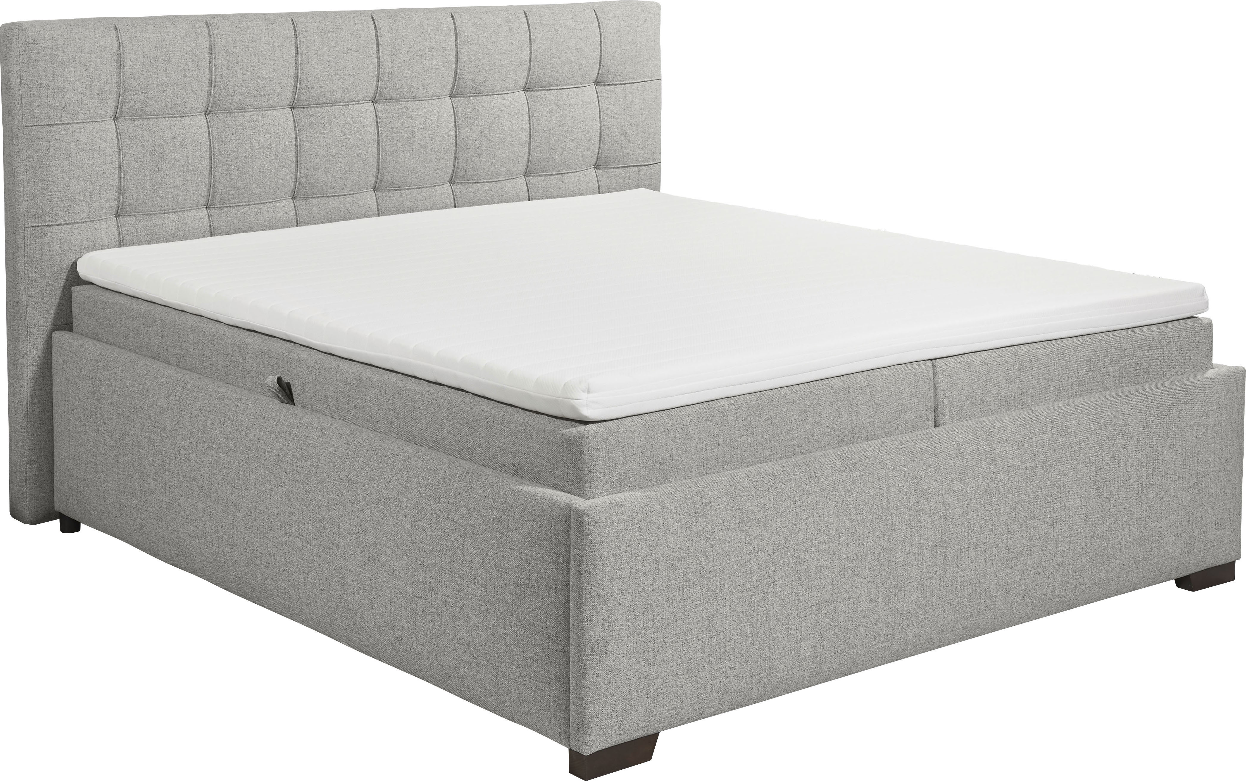 Boxbett ED EXCITING DESIGN "Artos", grau, B:203cm L:213cm, 100% Polyester, Komplettbetten, Boxspringbett, inkl. zwei Bettkästen Image