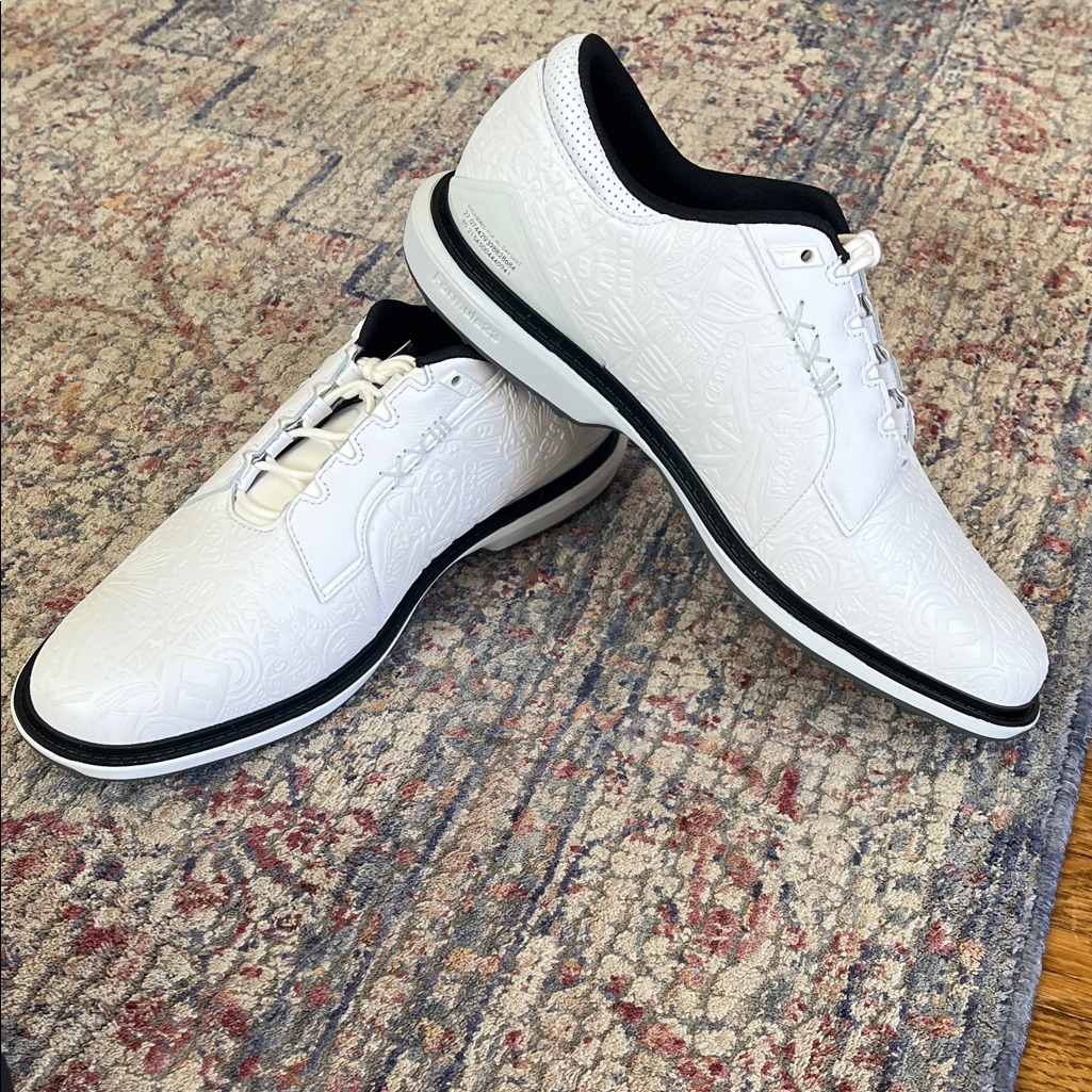 Nike Shoes | White Embossed Nike Adg 5 Jordan Men's Golf Shoes - Size 12 | Color: Black/White | Size: 12