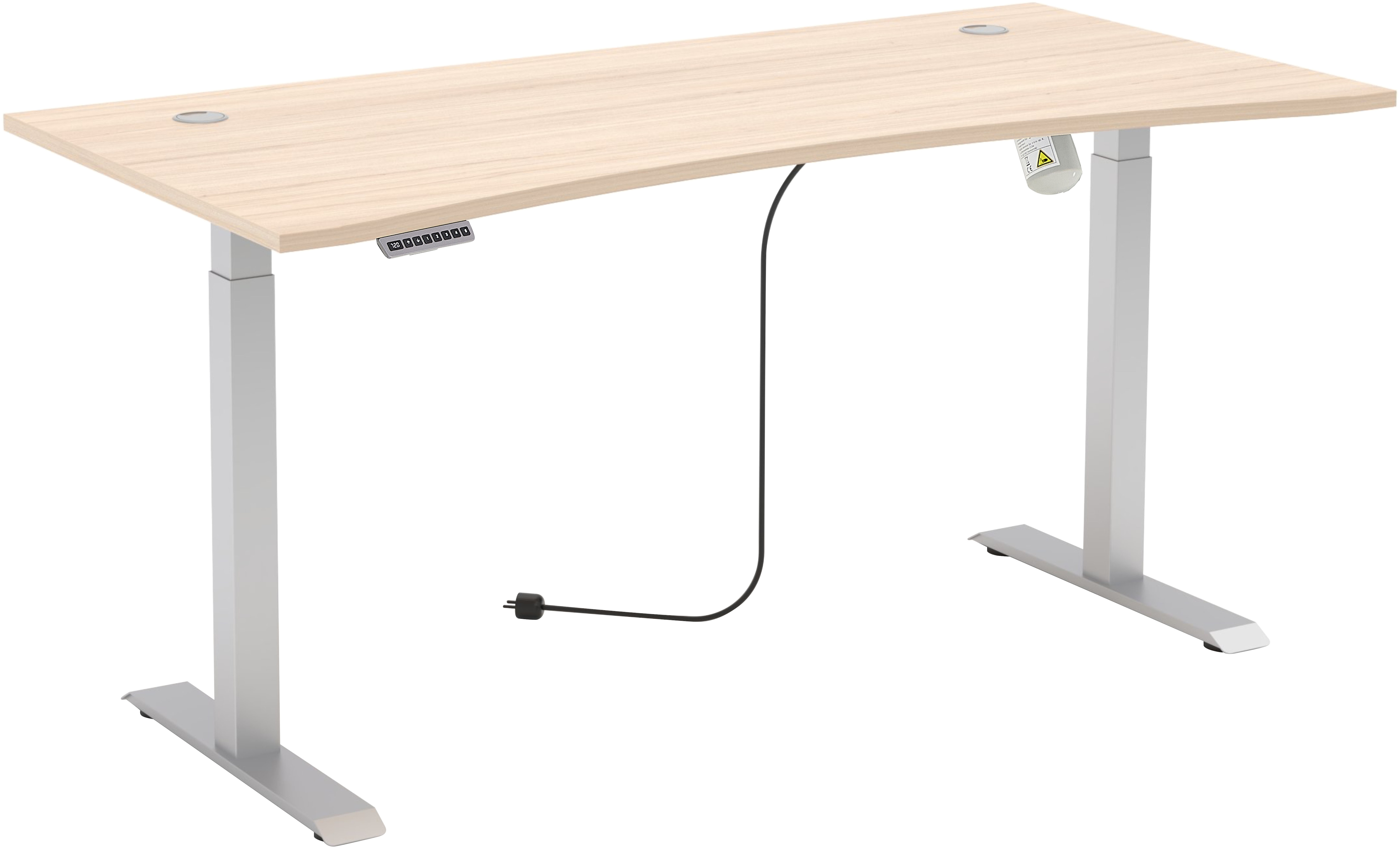 Schreibtisch INNOSTYLE "Schreibtisch Santorin, 160/72/77 cm ( B/H/T)", riva eiche, silber matt, riva eiche, B:160cm H:72cm T:77cm, Tische, Schreibtisch, mit Motor zur Höhenverstellung (72-120 cm) mit Memory-Funktion